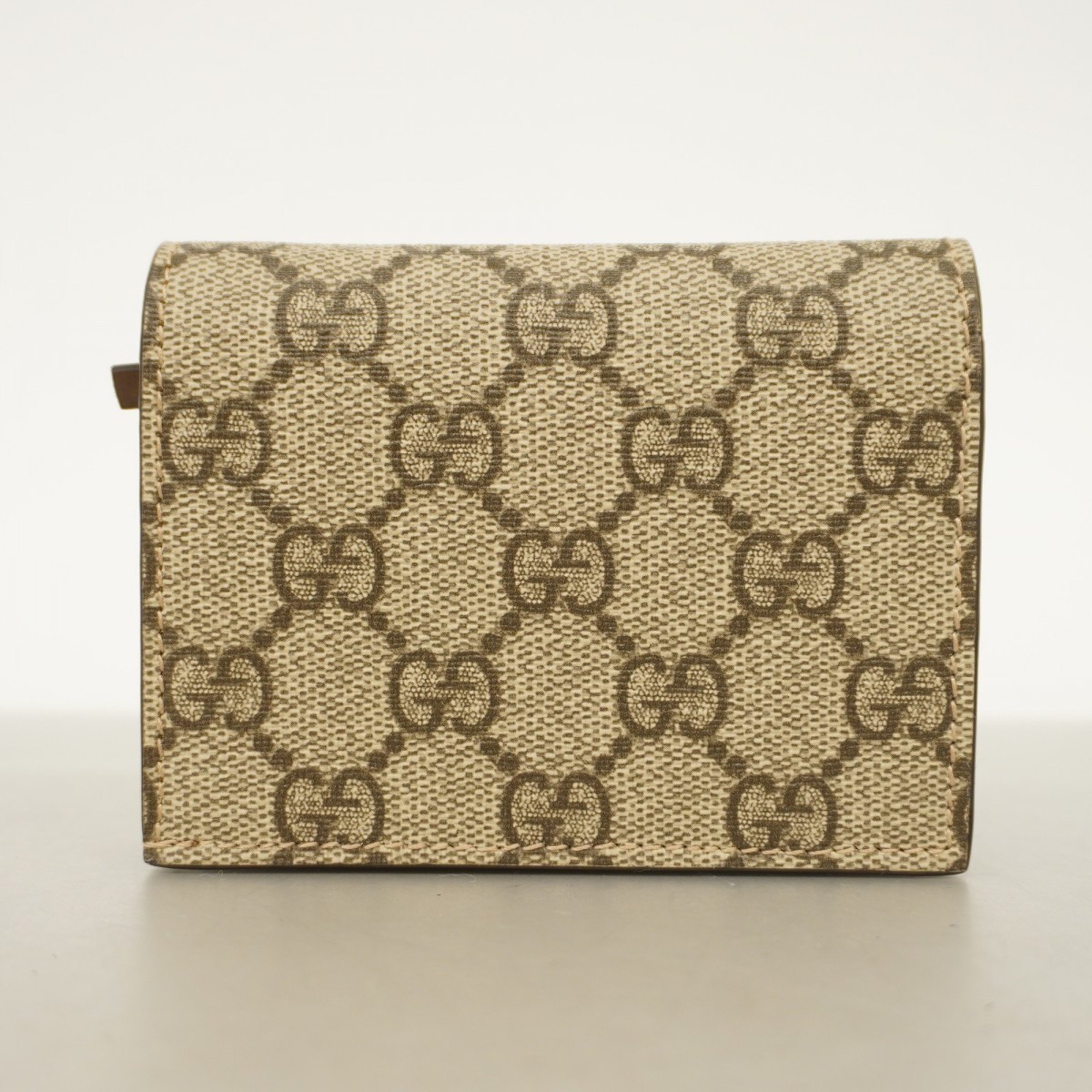 Gucci Wallet GG Supreme 648848 Beige Red Women's