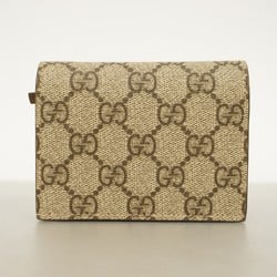 Gucci Wallet GG Supreme 648848 Beige Red Women's