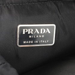 Prada Tessuto Nylon Triangle Leather Backpack Bag Black Women's