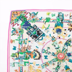 Hermes Carre 90 Kachinas Ethnic Hopi Scarf Silk 100% C Mark Stole Women's