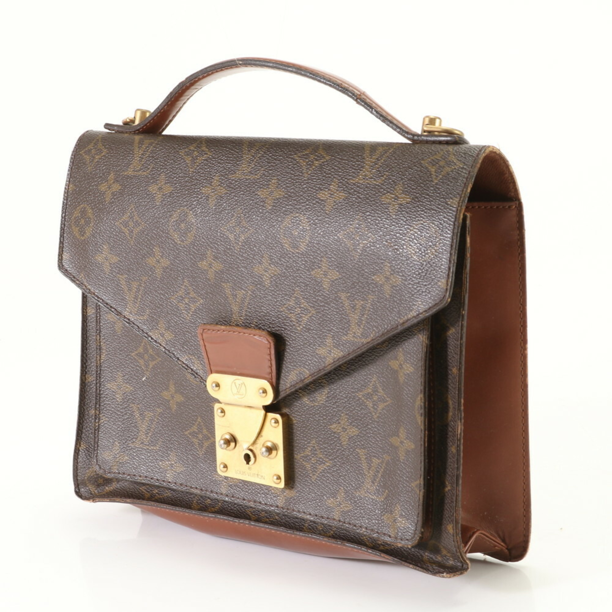 Louis Vuitton Monogram Monceau M51185 Leather Handbag Tote Clutch for Women