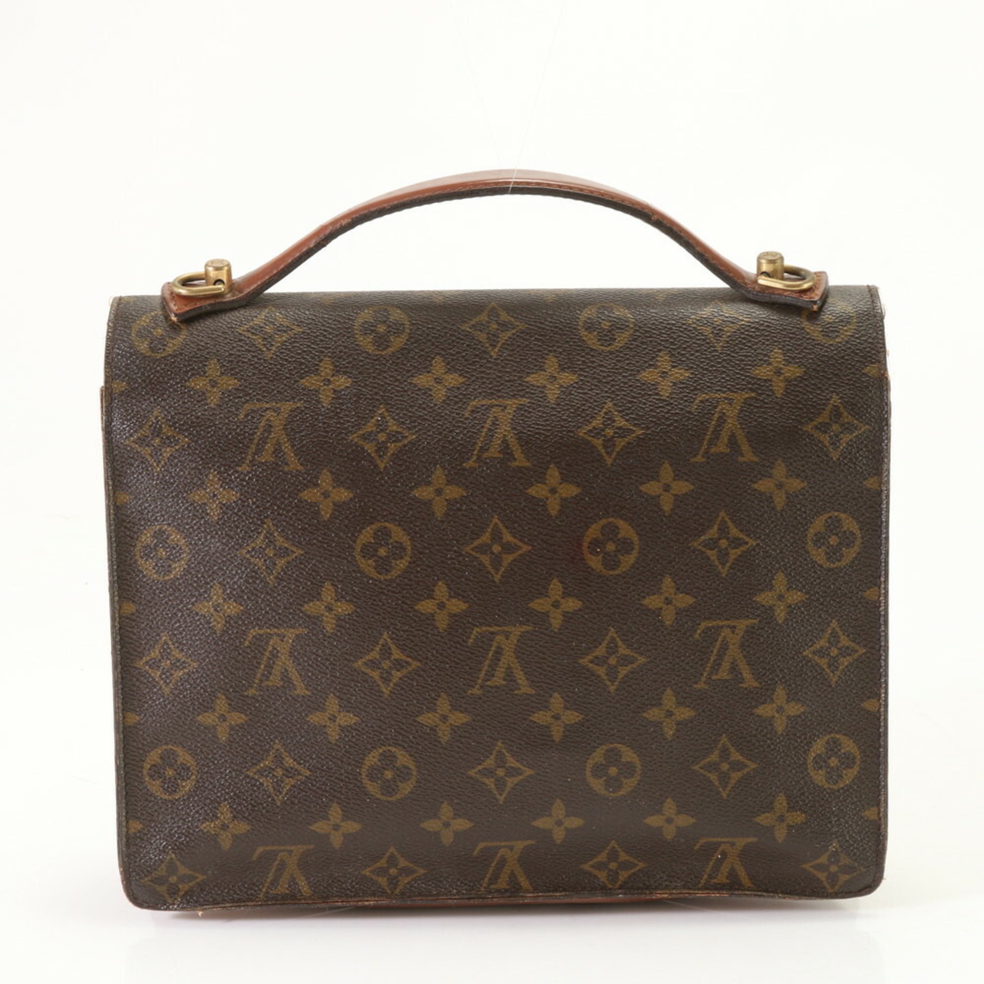 Louis Vuitton Monogram Monceau M51185 Leather Handbag Tote Clutch for Women