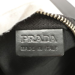 Prada Tessuto Nylon Triangle Boston Leather Shoulder Bag Black Women's