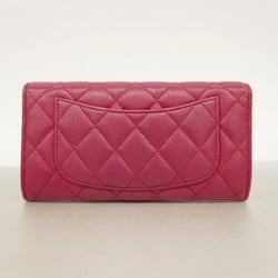 Chanel Long Wallet Matelasse Caviar Skin Pink Women's