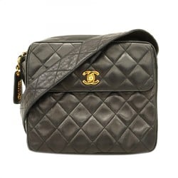 Chanel Shoulder Bag Matelasse Lambskin Black Women's