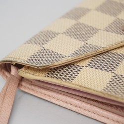 Louis Vuitton Tri-fold Wallet Damier Azur Portefeuille Victorine N64022 Rose Ballerine Ladies