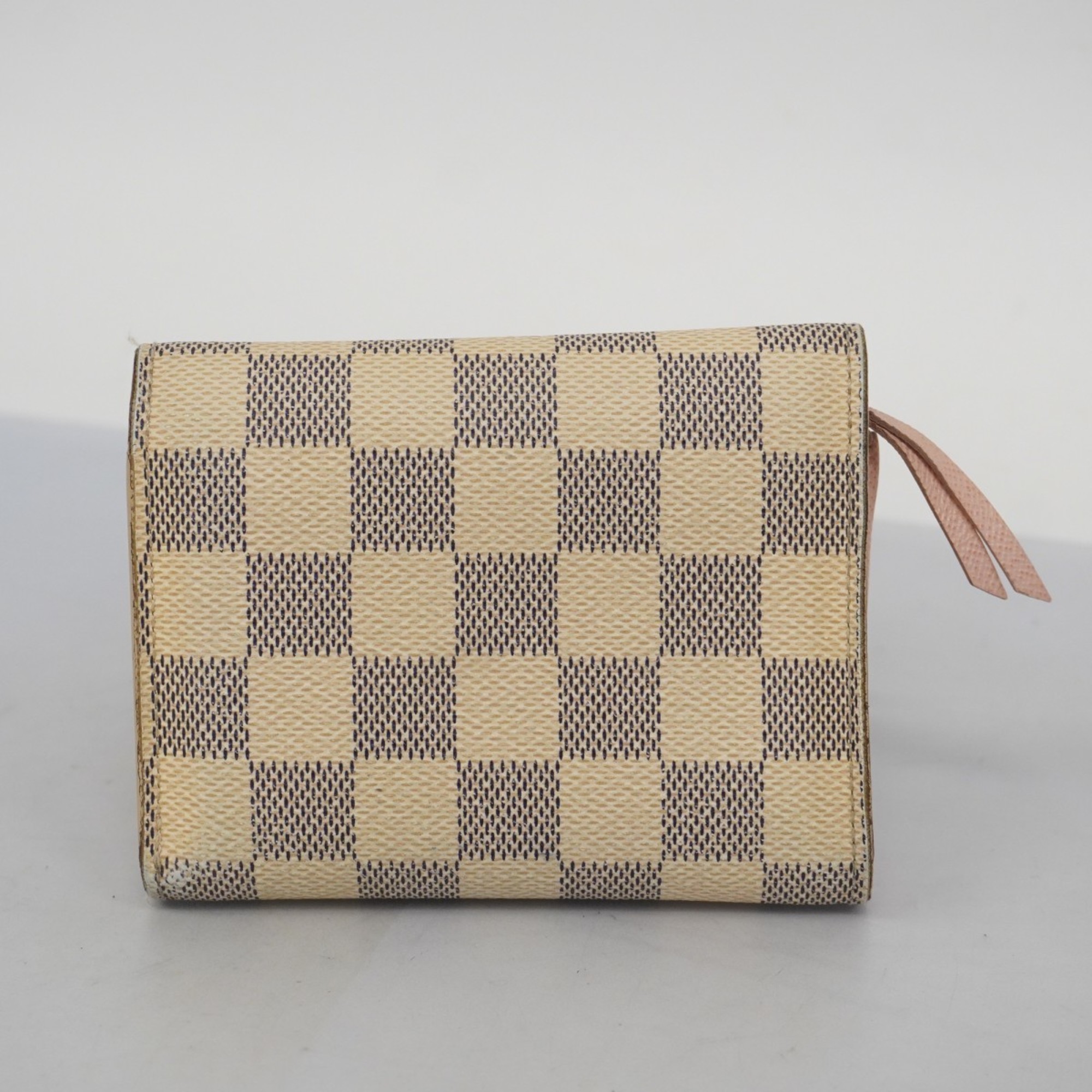 Louis Vuitton Tri-fold Wallet Damier Azur Portefeuille Victorine N64022 Rose Ballerine Ladies