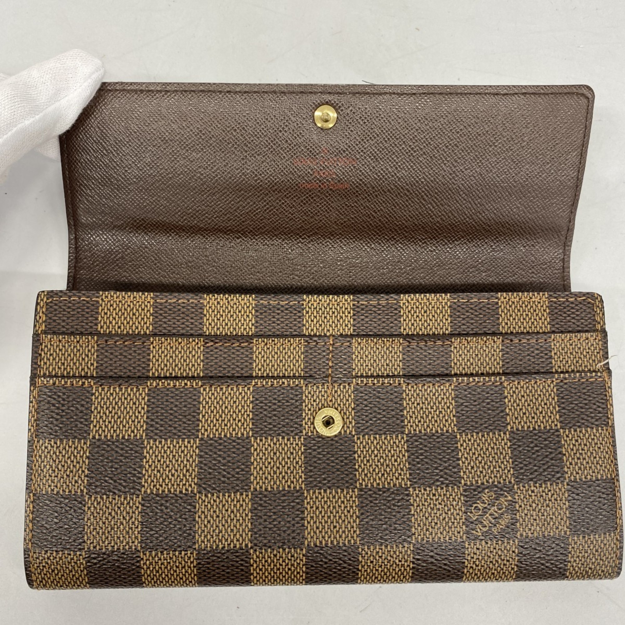 Louis Vuitton Long Wallet Damier Portefeuille Sarah N61734 Ebene Ladies