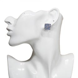 Christian Dior Earrings Trotter Square Metal Silver Blue Women's