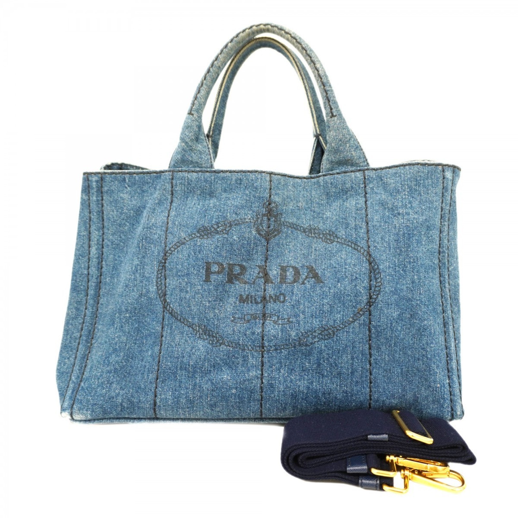 Prada tote bag canapa denim blue ladies