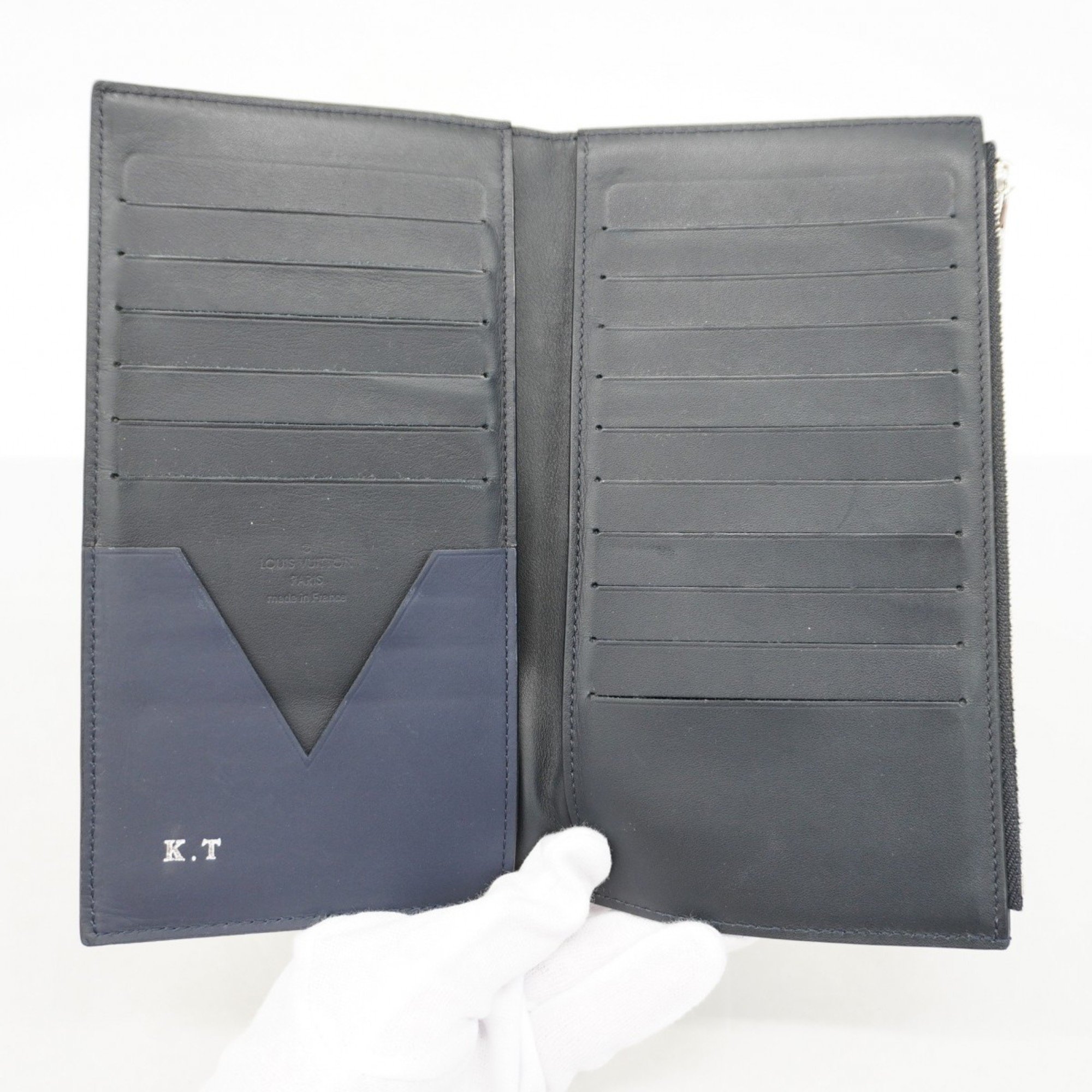 Louis Vuitton Long Wallet V-Line E-Zip M61259 Navy Men's