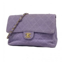 Chanel Shoulder Bag Matelasse Cotton Purple Women's