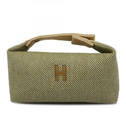 Hermes handbag Brid A Black canvas green ladies