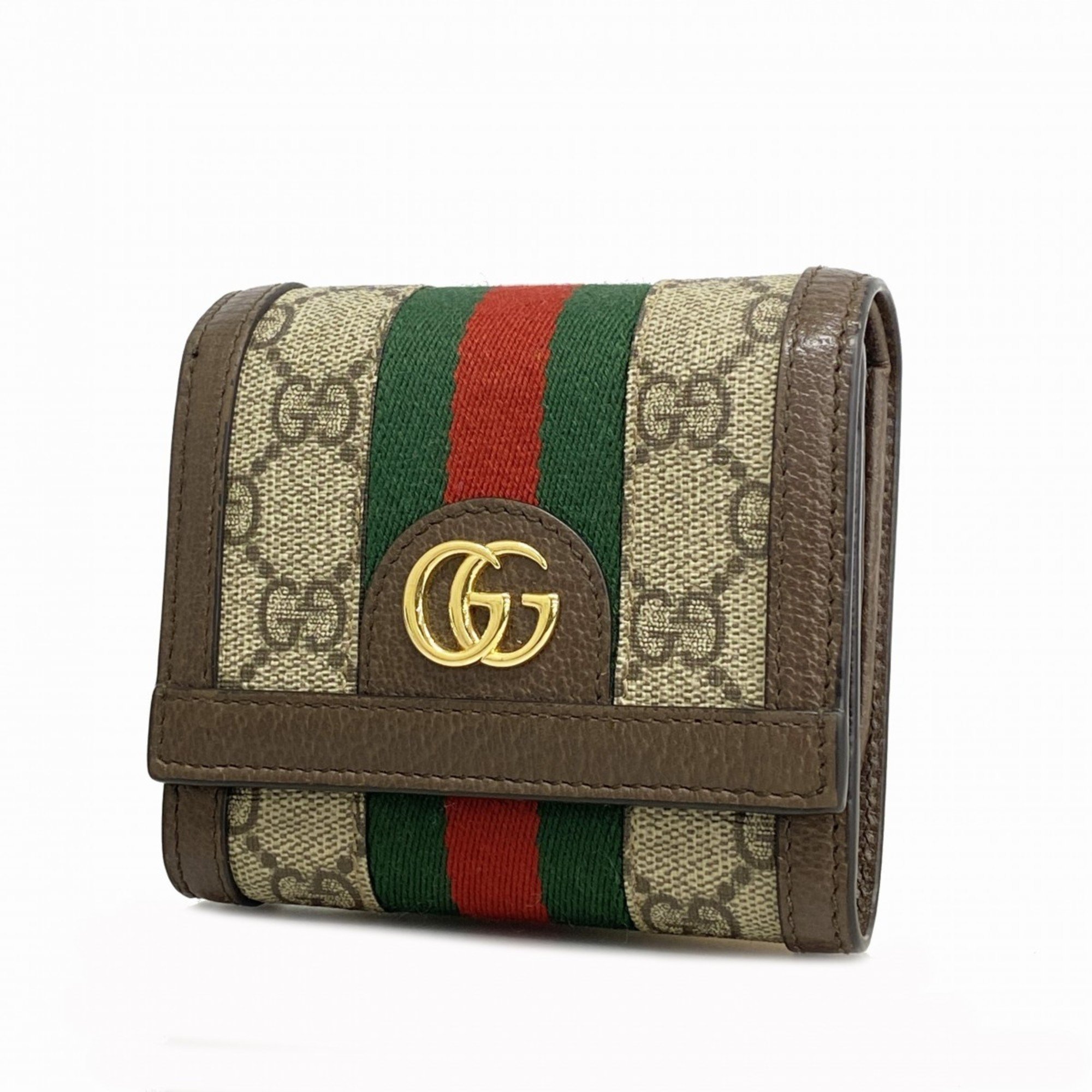 Gucci Wallet Ophidia 598662 Beige Brown Women's