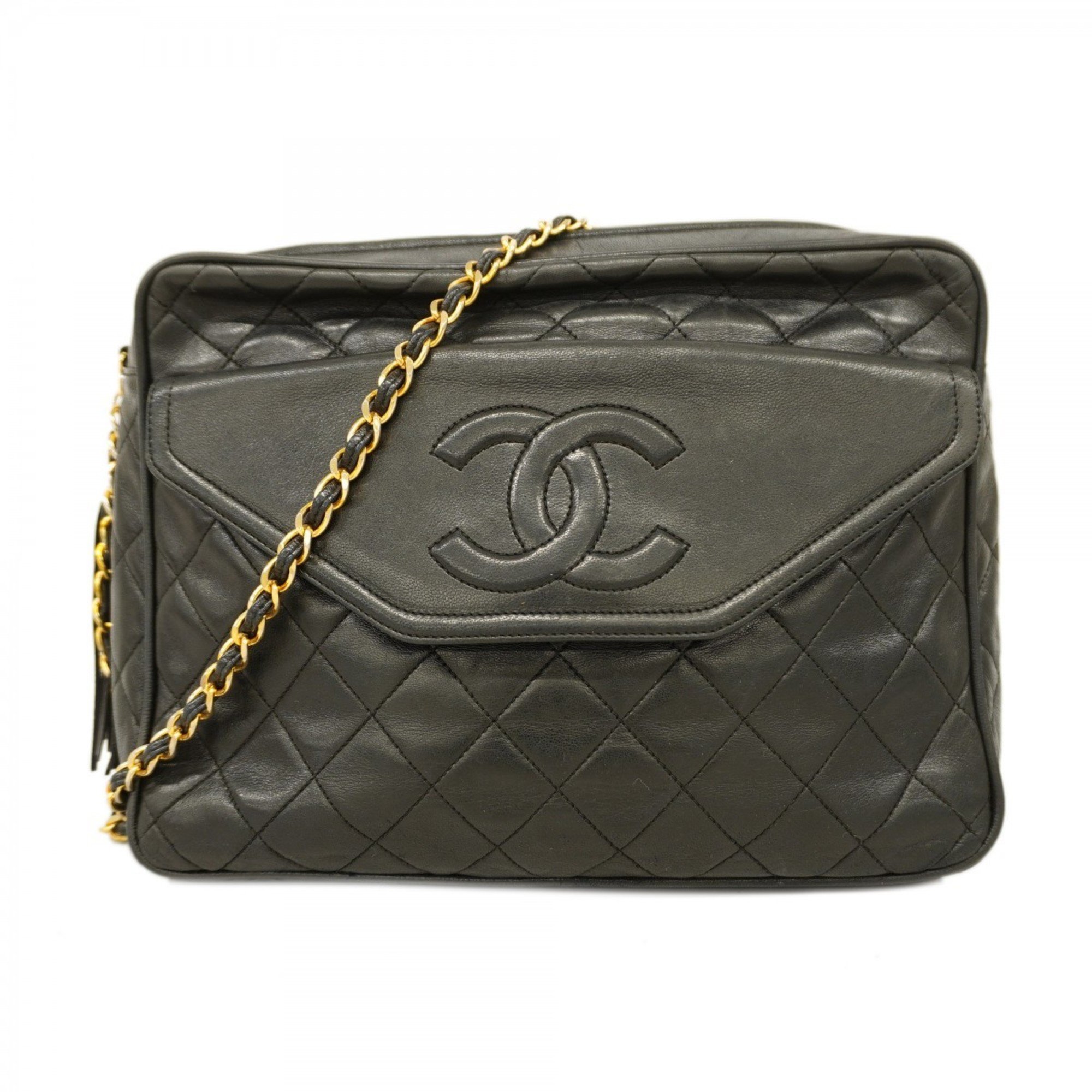 Chanel Shoulder Bag Matelasse Lambskin Black Women's