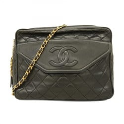 Chanel Shoulder Bag Matelasse Lambskin Black Women's