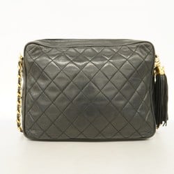 Chanel Shoulder Bag Matelasse Lambskin Black Women's