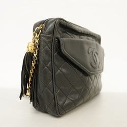 Chanel Shoulder Bag Matelasse Lambskin Black Women's