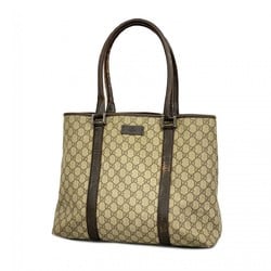 Gucci Tote Bag GG Supreme 114288 Leather Brown Women's