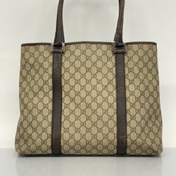 Gucci Tote Bag GG Supreme 114288 Leather Brown Women's