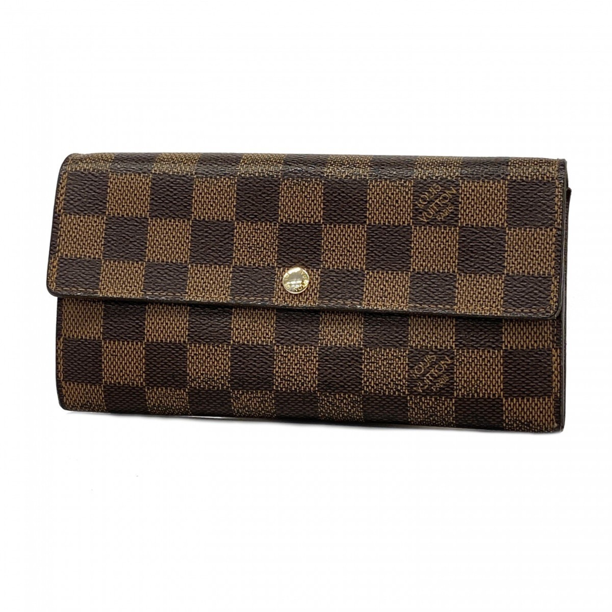 Louis Vuitton Long Wallet Damier Portefeuille Sarah N61734 Ebene Ladies