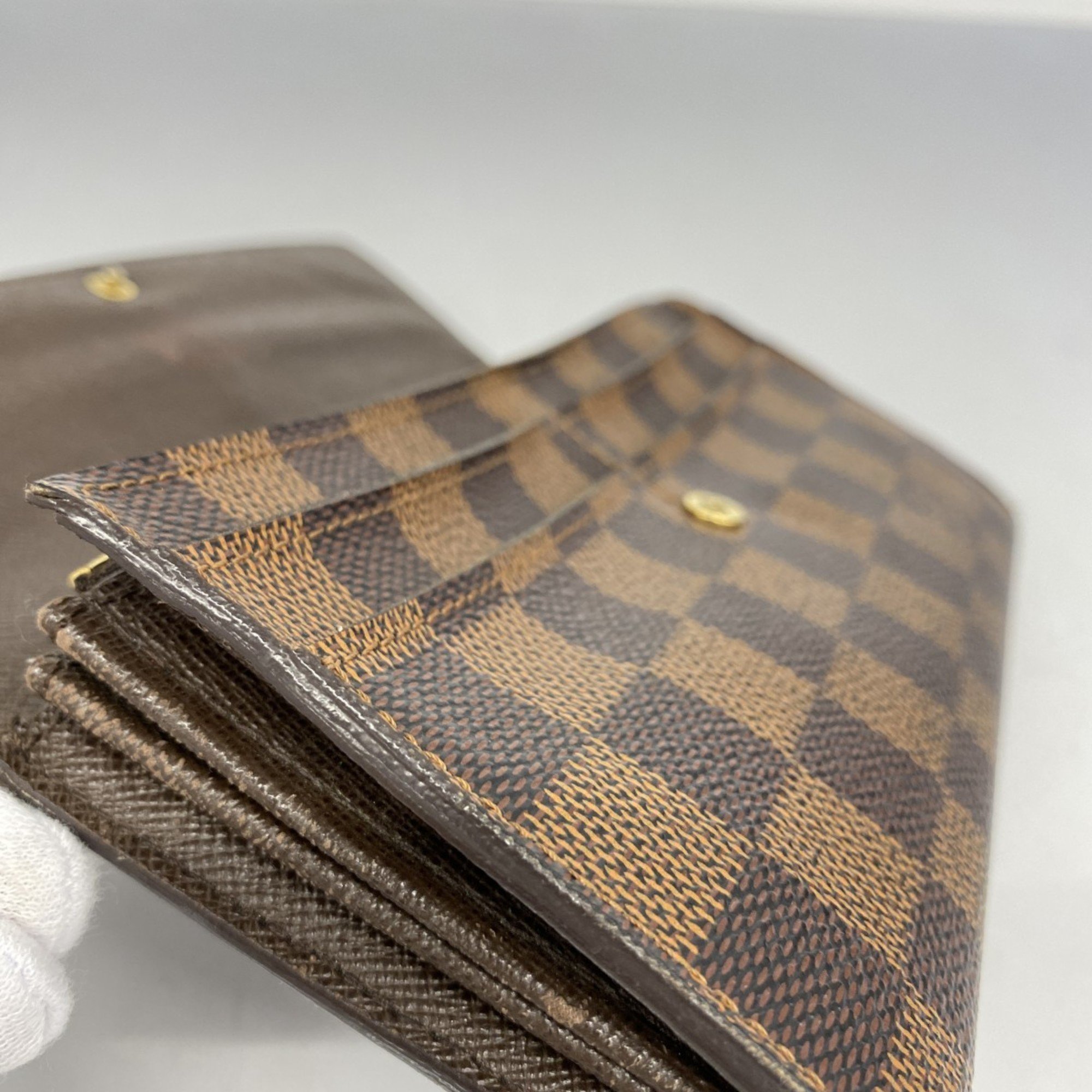 Louis Vuitton Long Wallet Damier Portefeuille Sarah N61734 Ebene Ladies