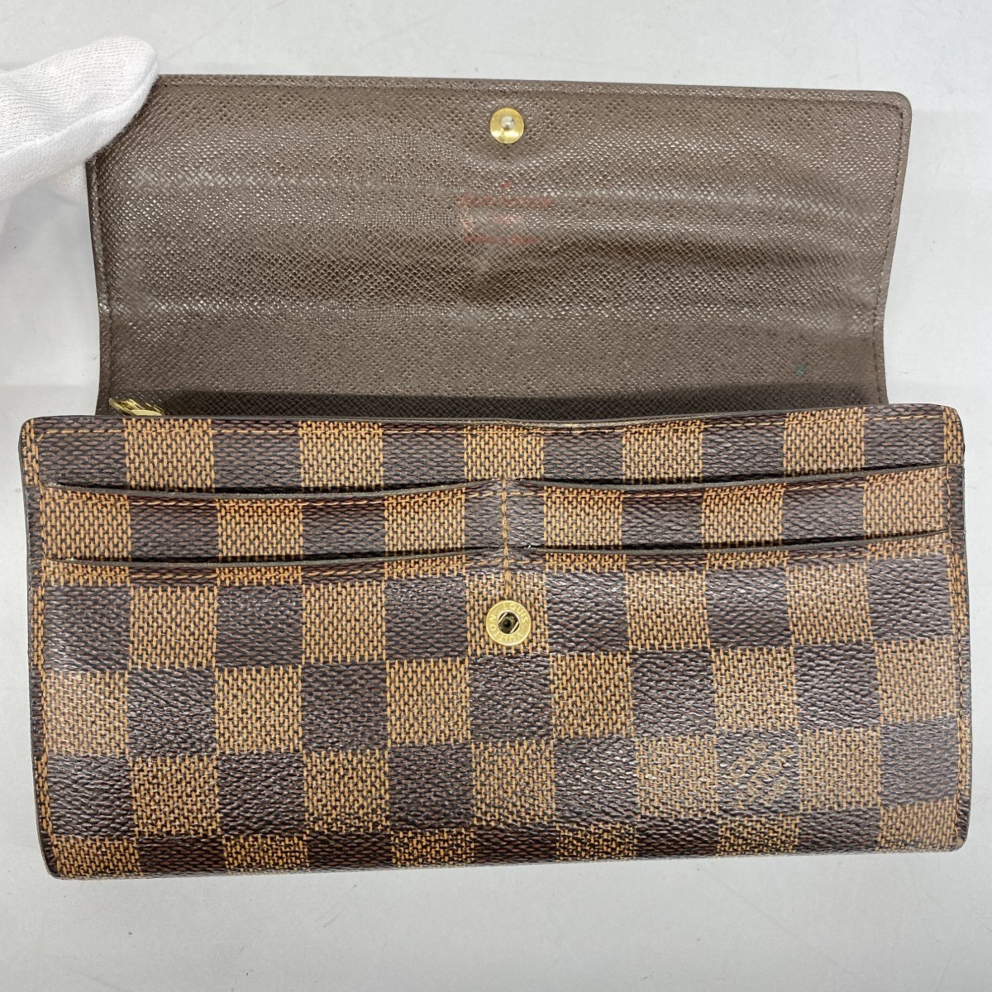 Louis Vuitton Long Wallet Damier Portefeuille Sarah N61734 Ebene Ladies