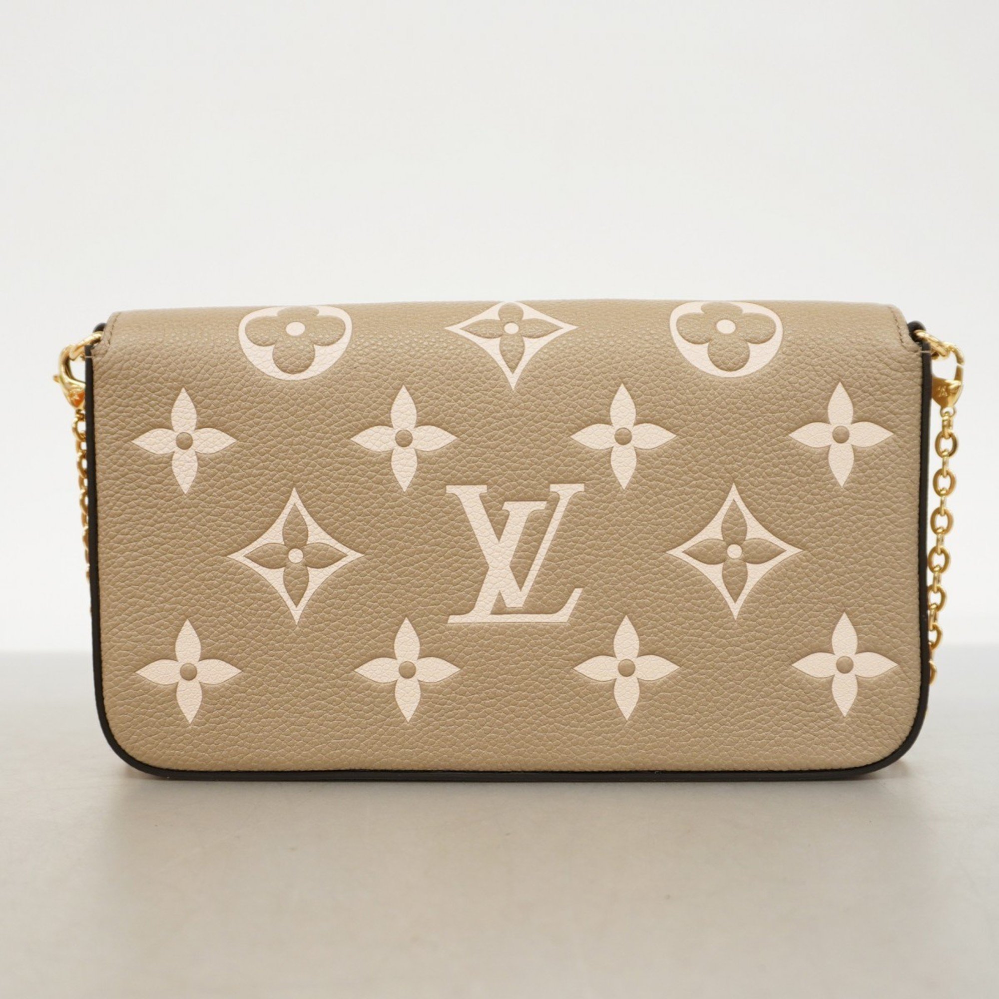 Louis Vuitton Shoulder Wallet Monogram Empreinte Pochette Felicie M82610 Tou Trellis Crème Women's