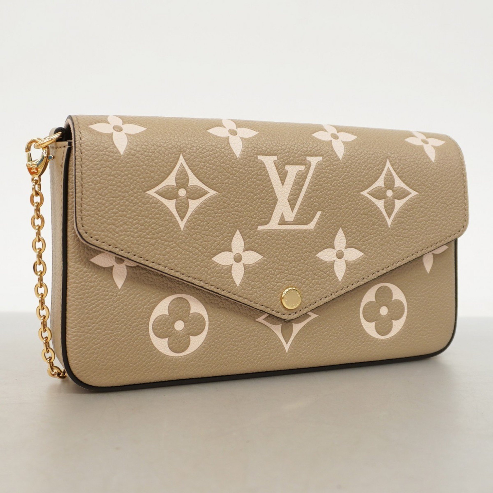 Louis Vuitton Shoulder Wallet Monogram Empreinte Pochette Felicie M82610 Tou Trellis Crème Women's