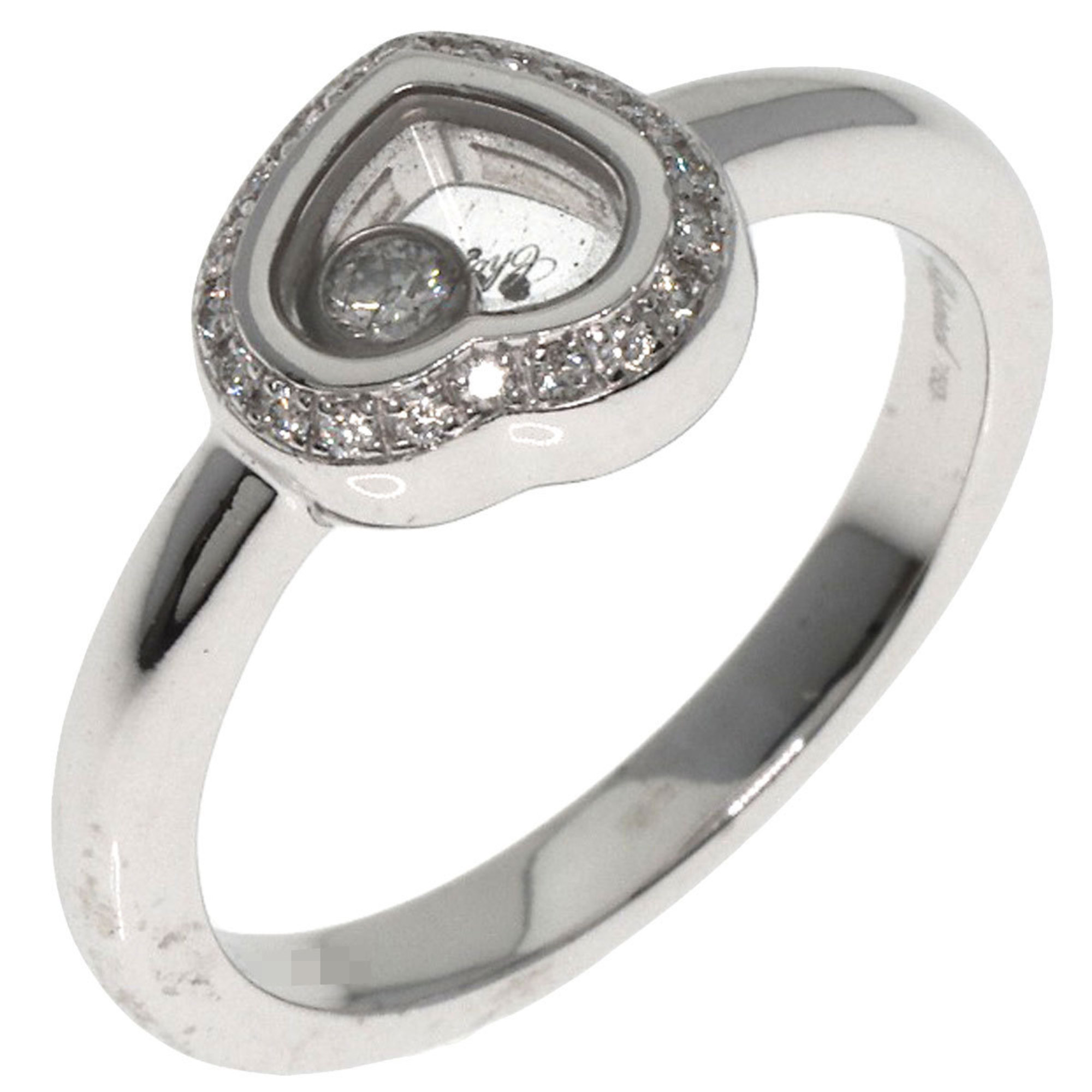 Chopard Happy Diamond Heart Motif Ring, 18K White Gold, Women's