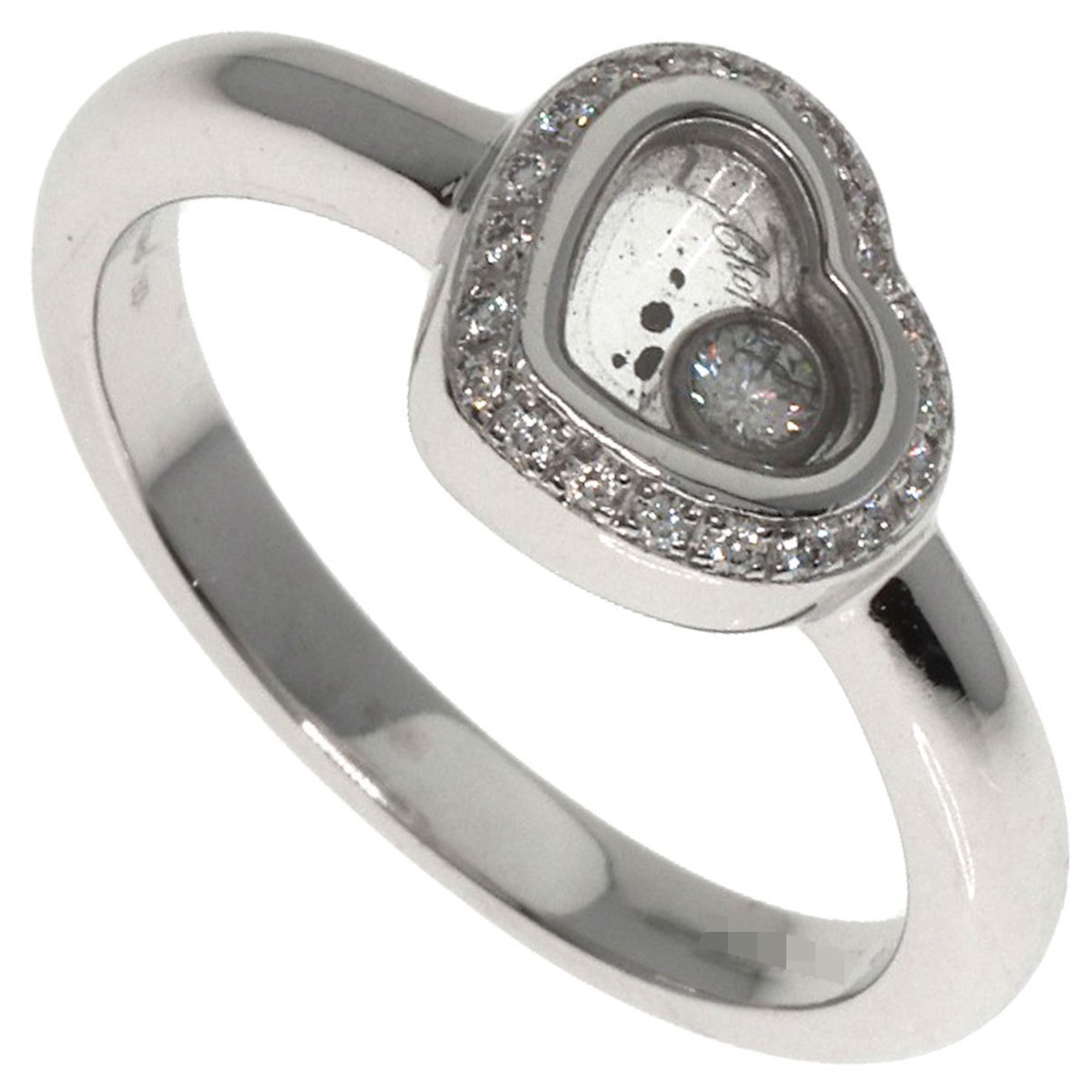 Chopard Happy Diamond Heart Motif Ring, 18K White Gold, Women's