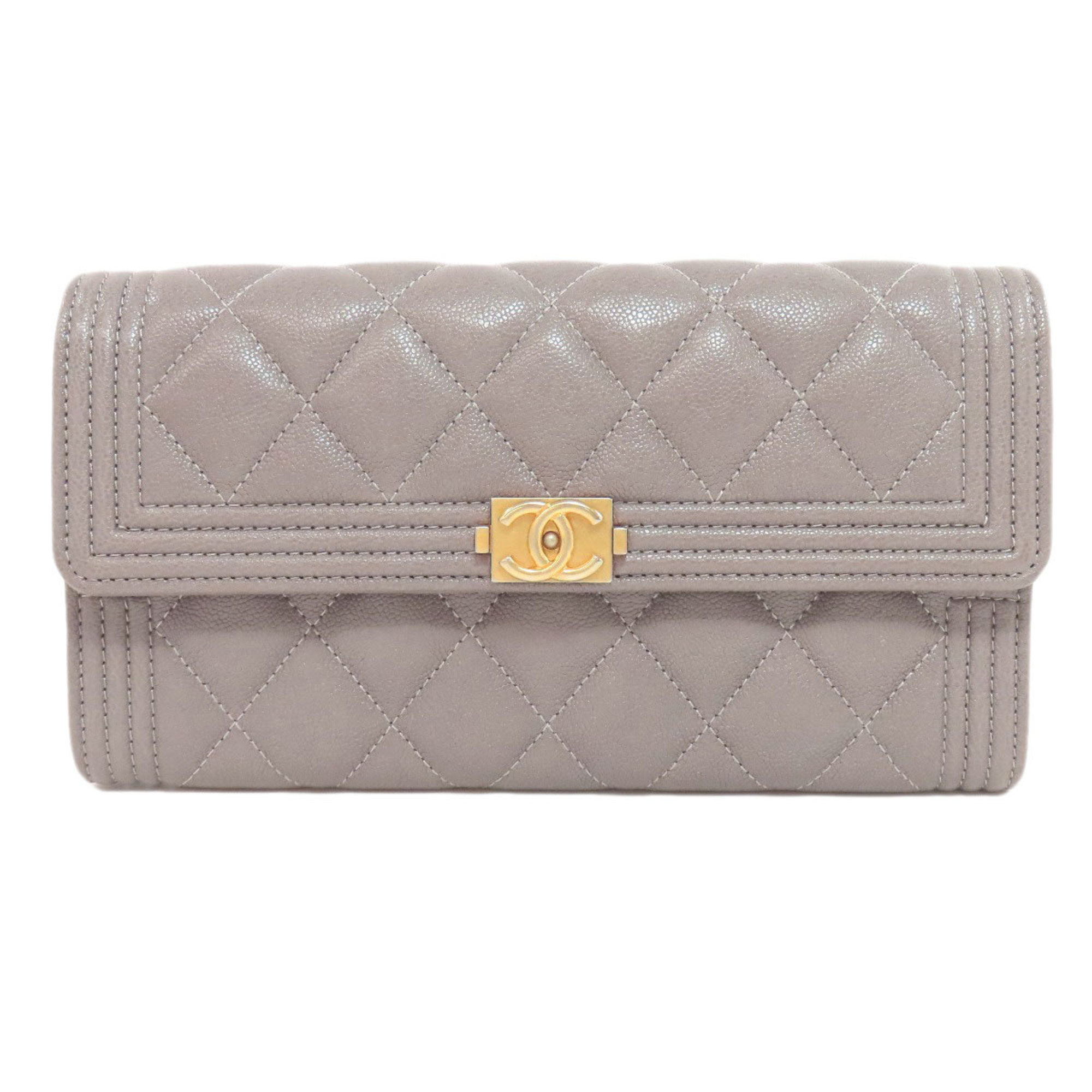 Chanel Boy Long Wallet Caviar Skin Women's CHANEL