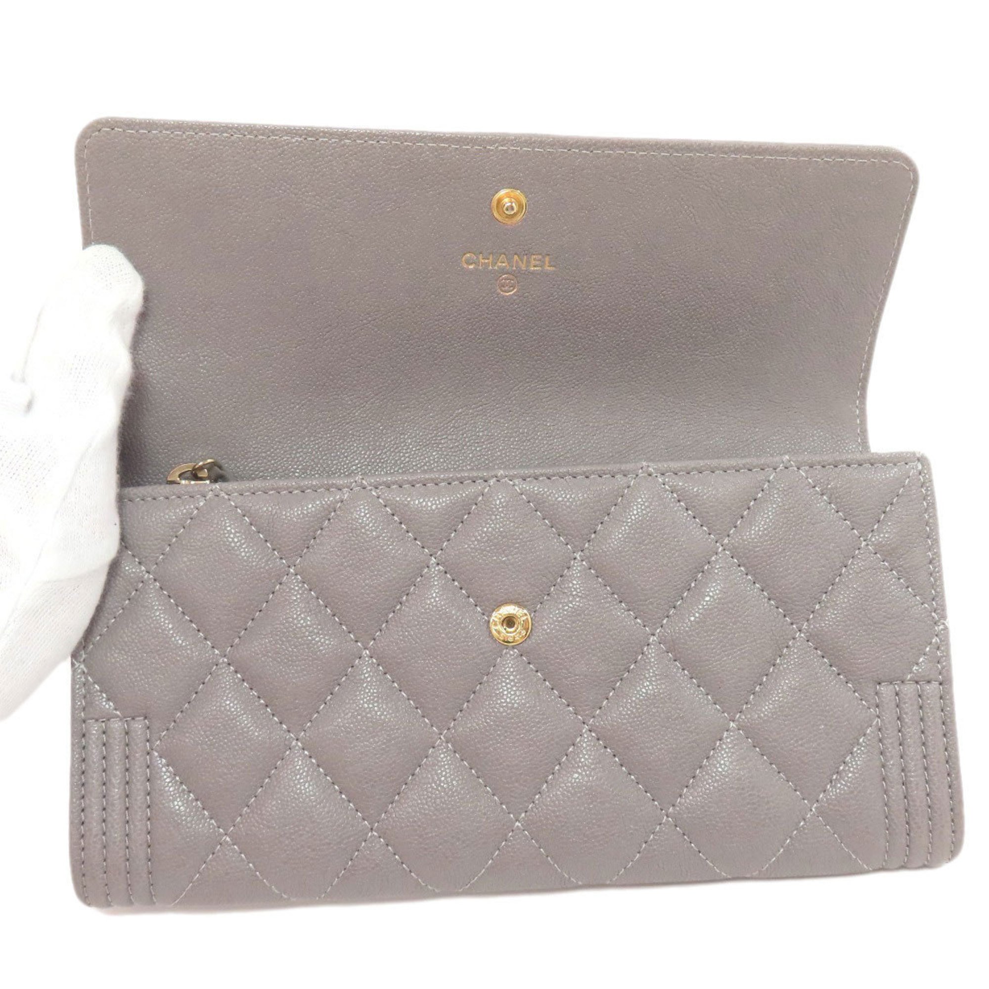 Chanel Boy Long Wallet Caviar Skin Women's CHANEL