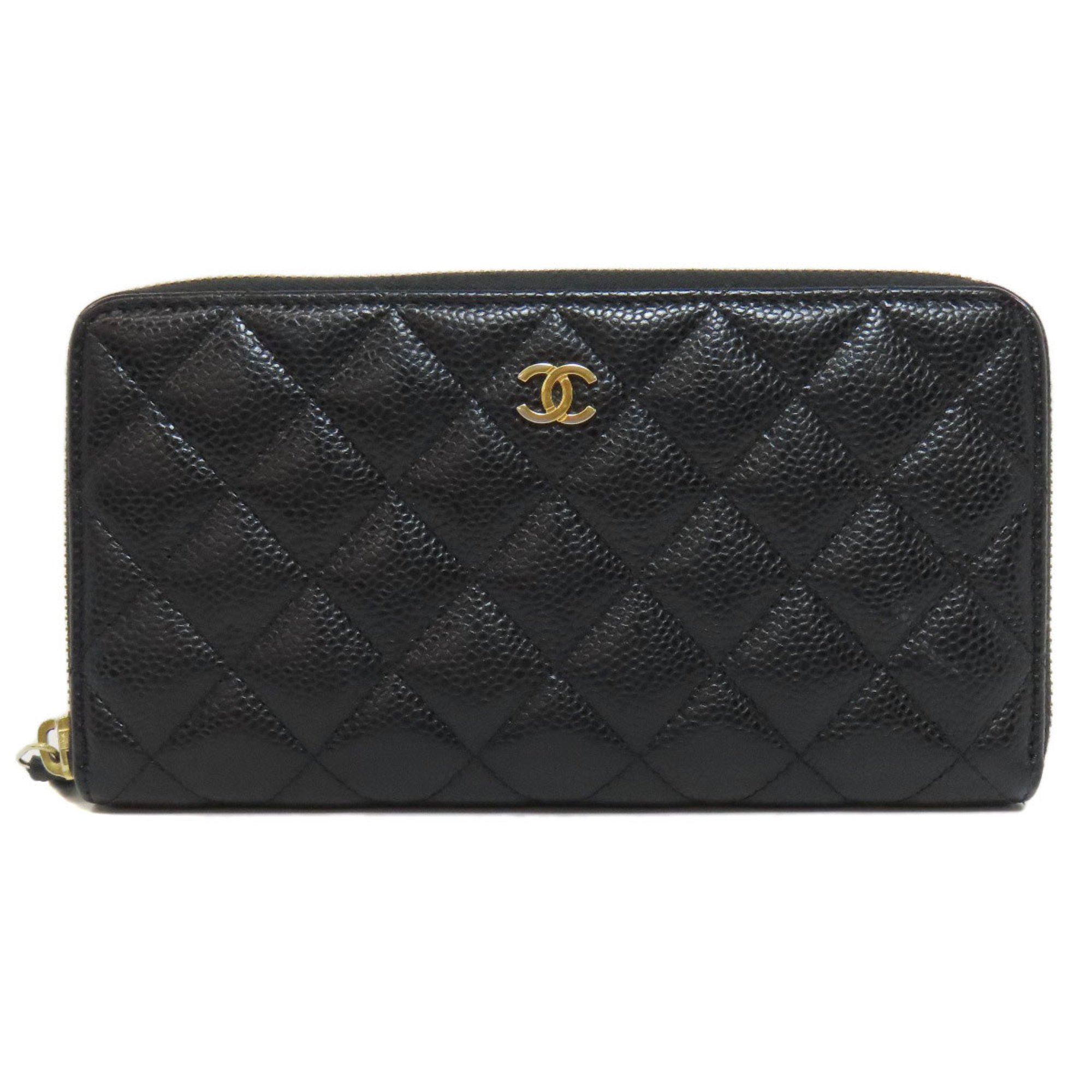 Chanel Matelasse Coco Mark Long Wallet Caviar Skin Women's CHANEL