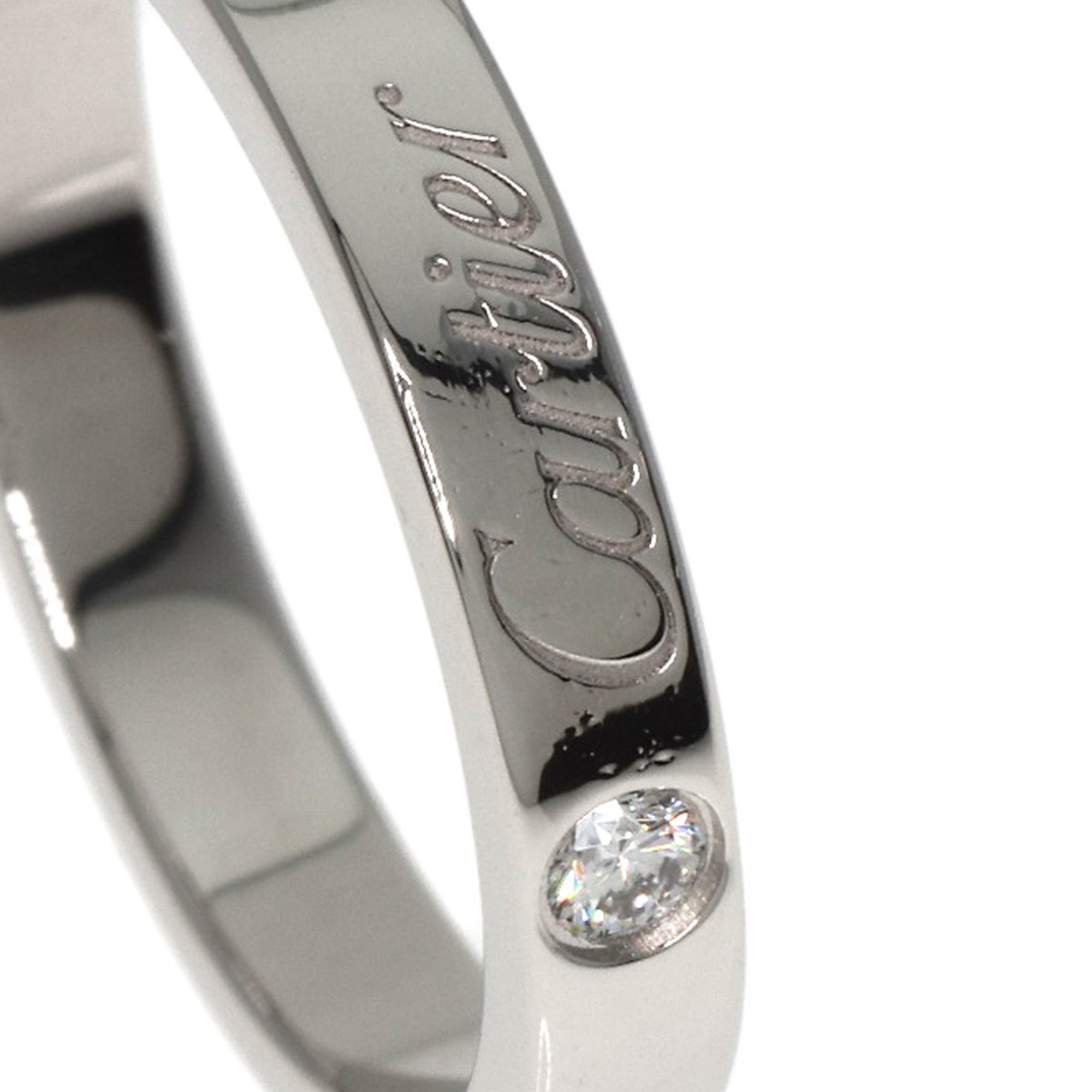 Cartier Engraved 1P Diamond #49 Ring Platinum PT950 Women's CARTIER