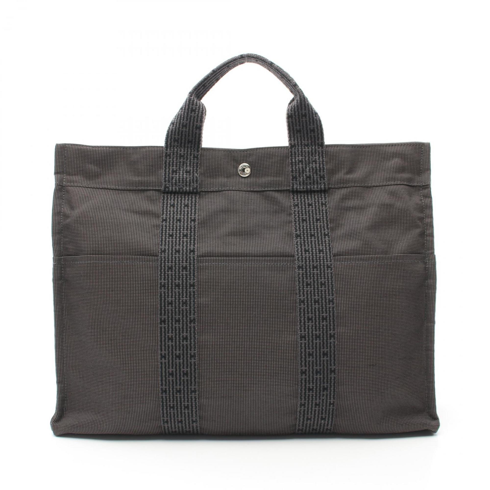 Hermes HERMES Air Line MM Tote Bag Nylon Canvas Men's Women's Gray