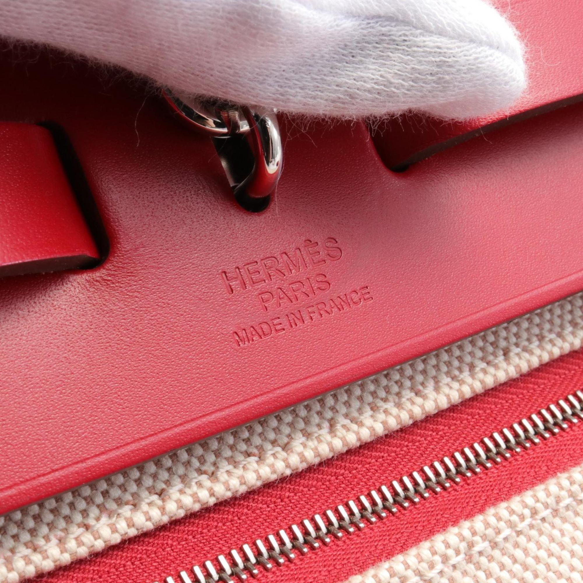 Hermes HERMES Airbag Zip PM Handbag Bag Toile H Berlin Vache Hunter Ladies Red Beige