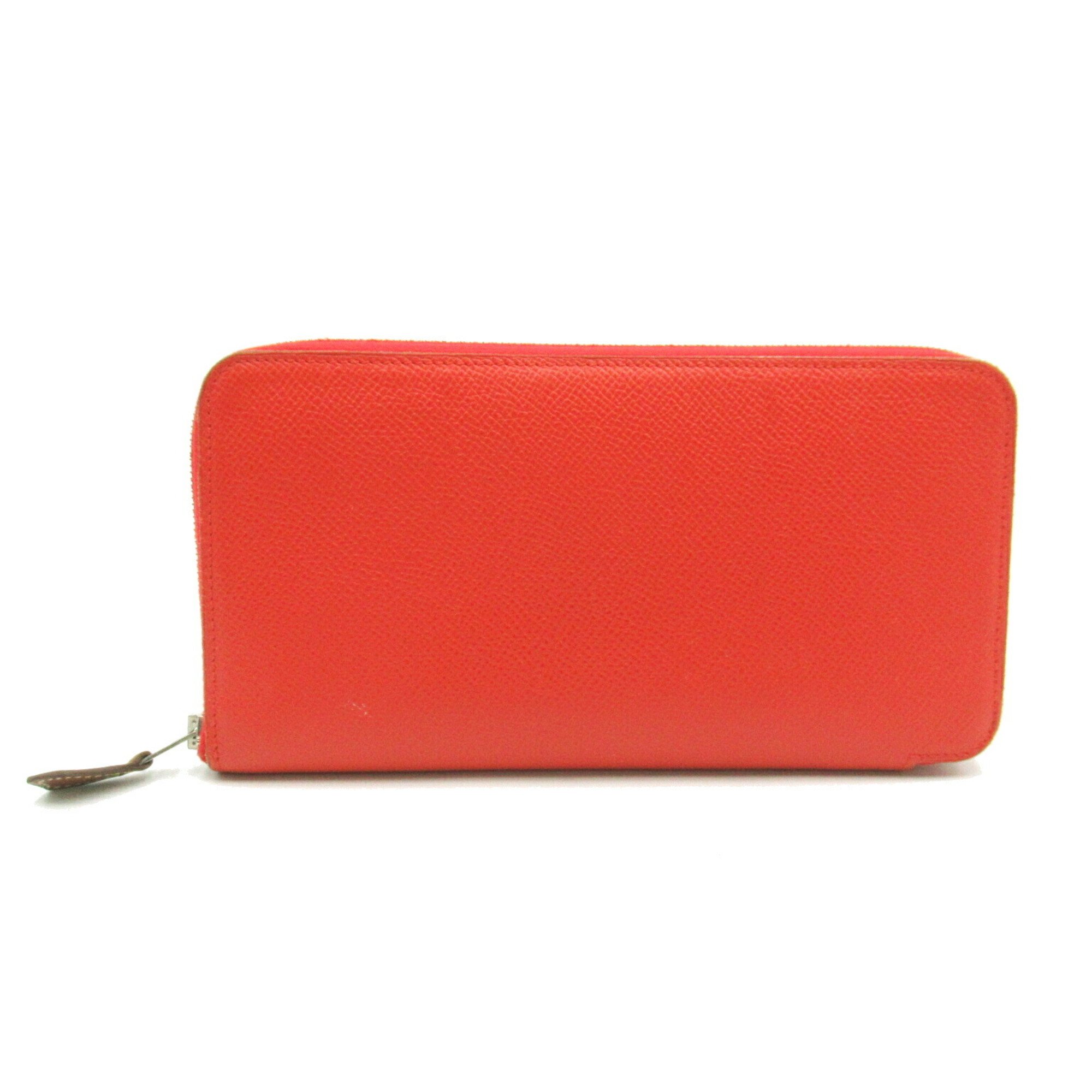 Hermes Azap Silkin Round Long Wallet Leather Epsom Women's Orange