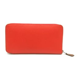 Hermes Azap Silkin Round Long Wallet Leather Epsom Women's Orange