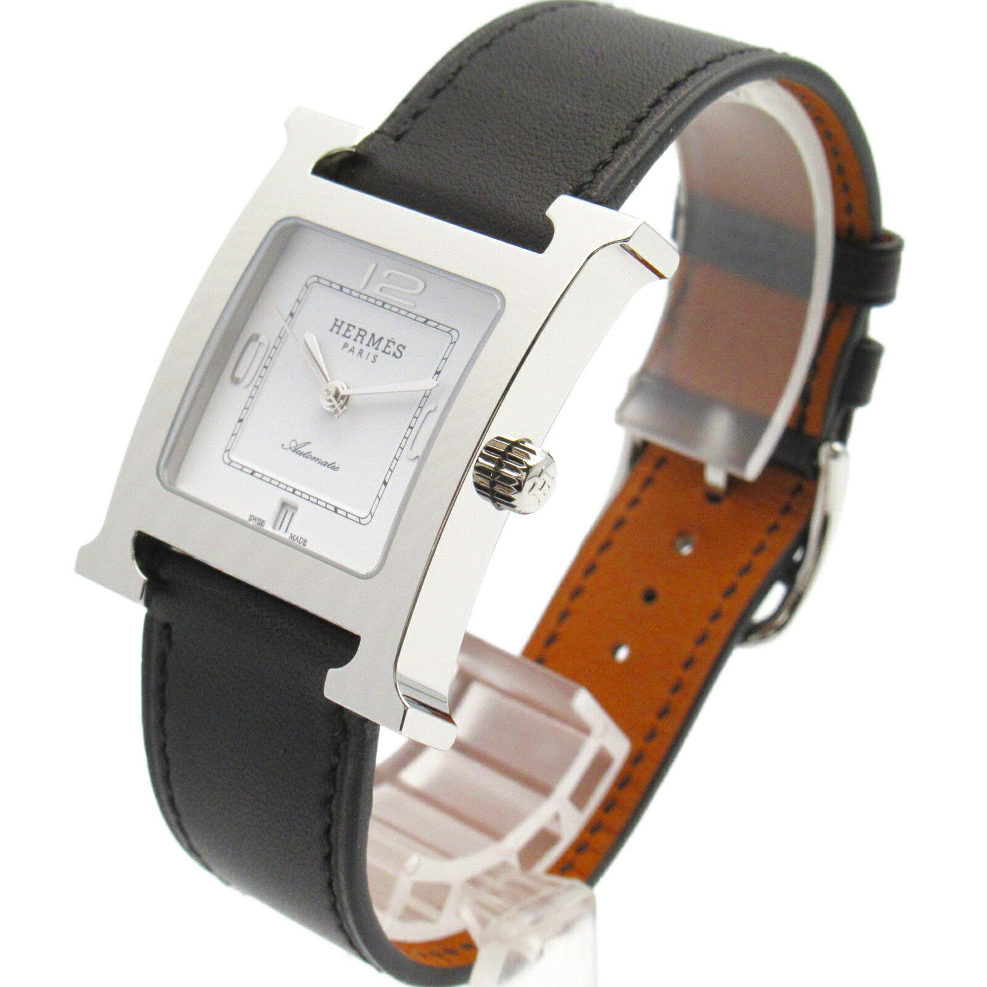 Hermes HERMES H Watch Wristwatch Stainless Steel Leather Strap Women's White HH3.510