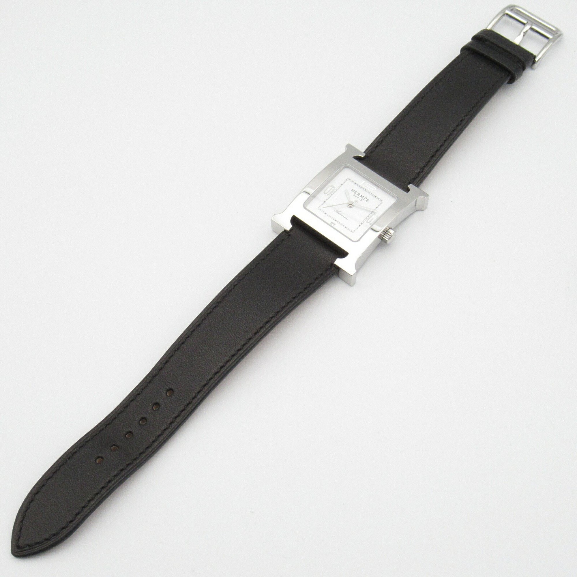 Hermes HERMES H Watch Wristwatch Stainless Steel Leather Strap Women's White HH3.510