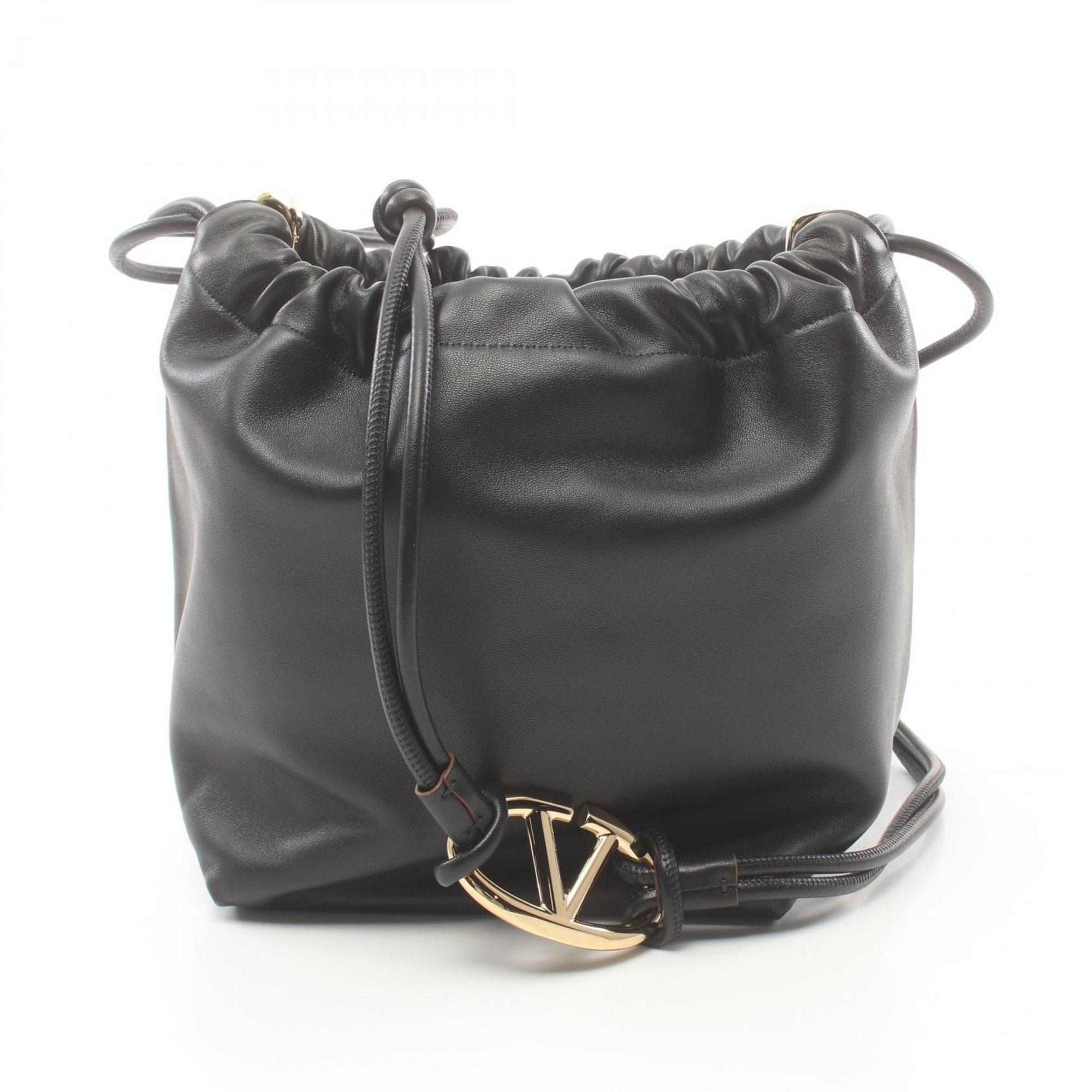 Valentino Pouf Bucket Bag Shoulder Leather Women's Black 4W0B0N74ZFJ0NO