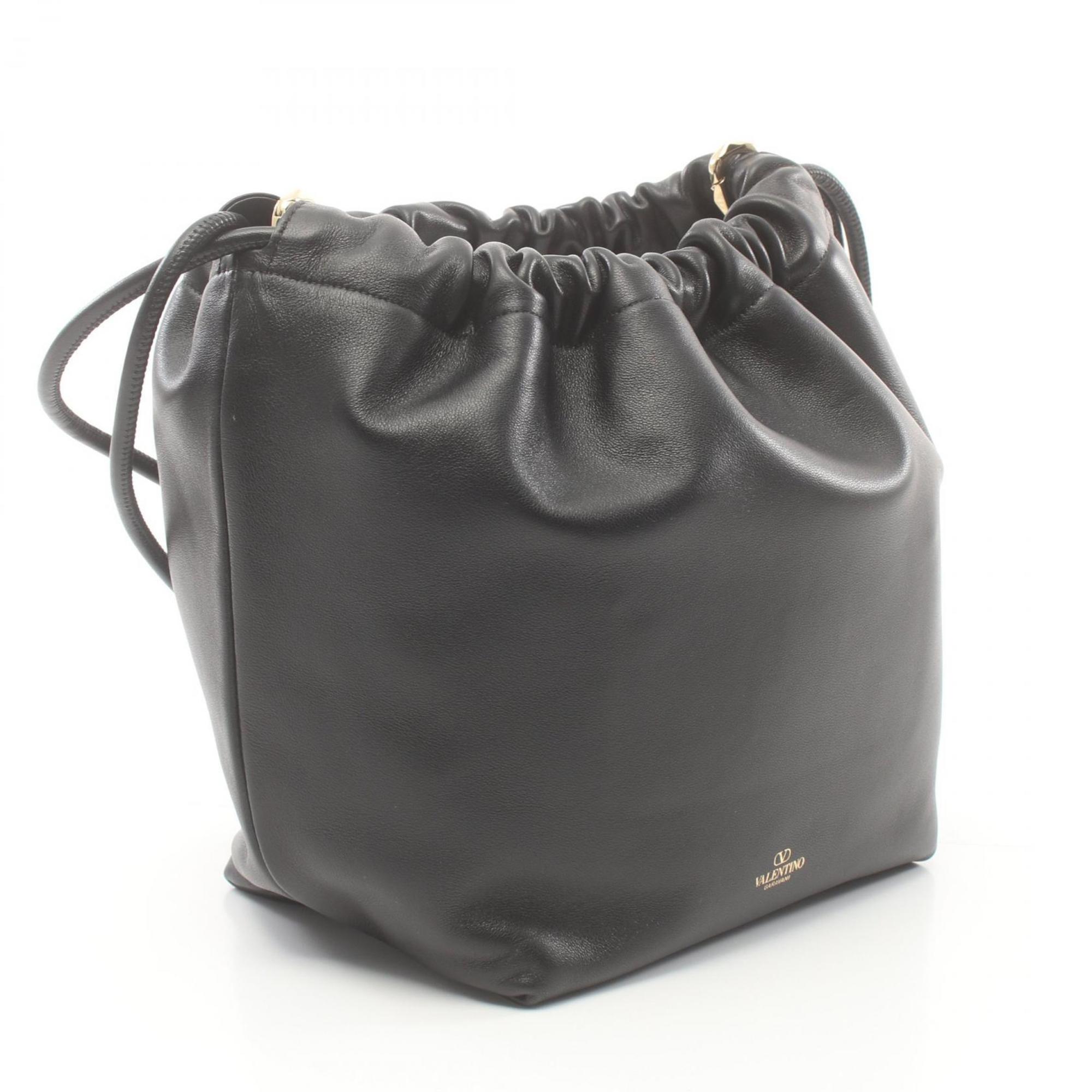 Valentino Pouf Bucket Bag Shoulder Leather Women's Black 4W0B0N74ZFJ0NO