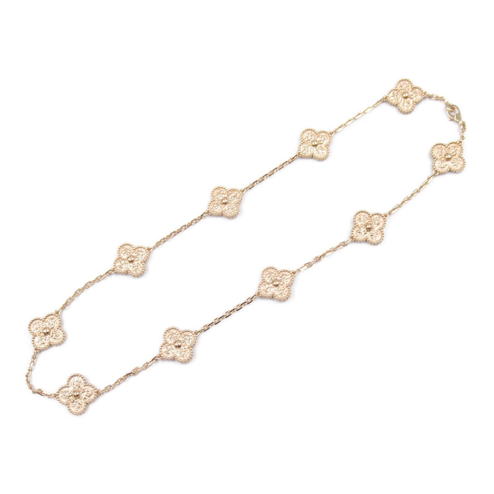 Van Cleef & Arpels Alhambra 10P motif necklace, K18PG (pink gold), women's, gold, VCARN9T100