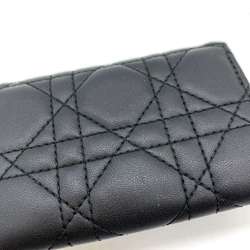 Christian Dior Wallet Miss Glycine Black Bifold Cannage Women's Leather