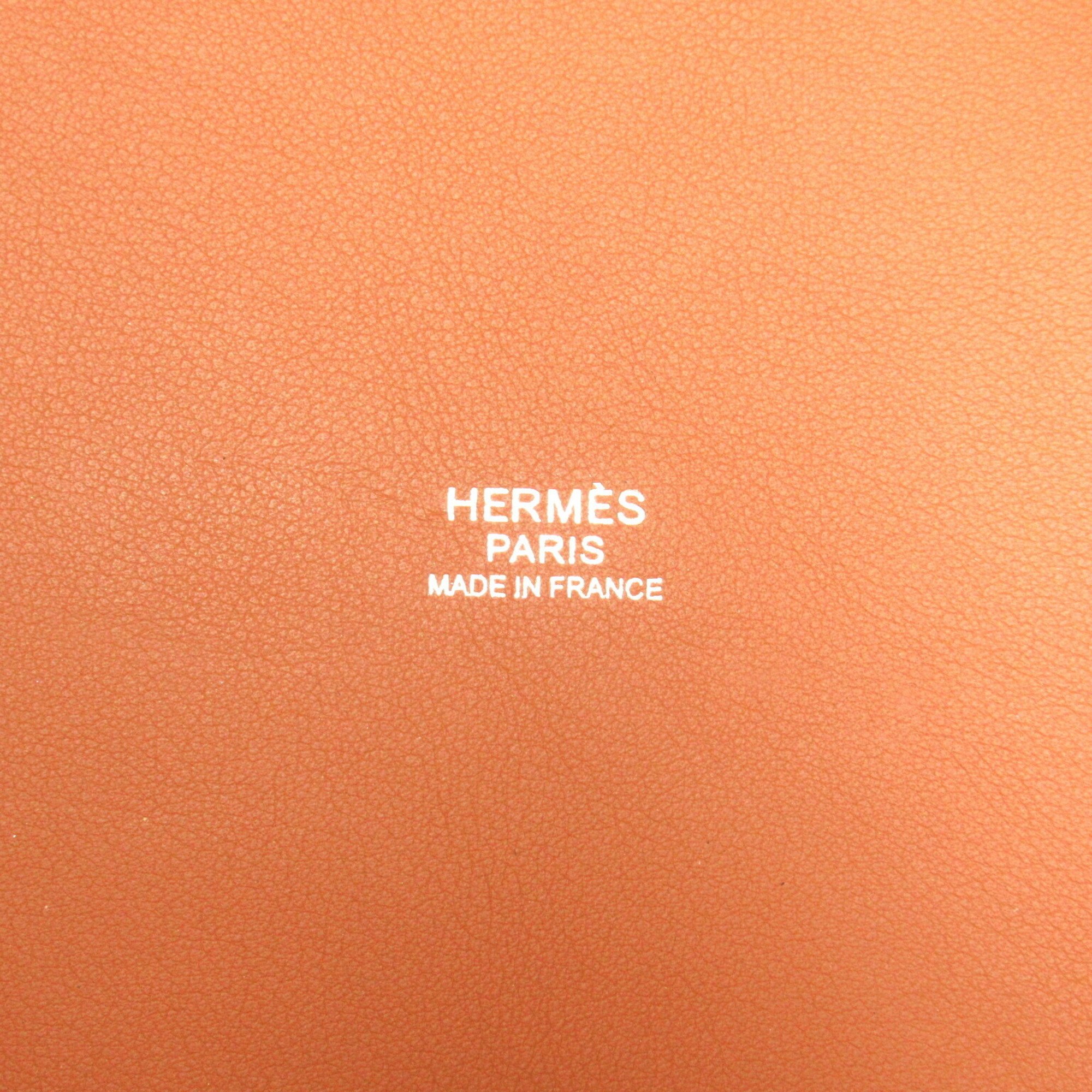 Hermes HERMES H Ambié GM Tote Bag Canvas Leather Toile Women's Brown Beige