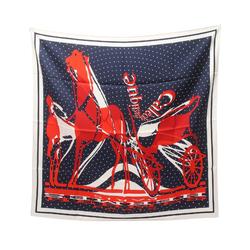 Hermes HERMES Carre 90 CALECHE ELASTIQUE Scarf Silk Women's Navy Red White