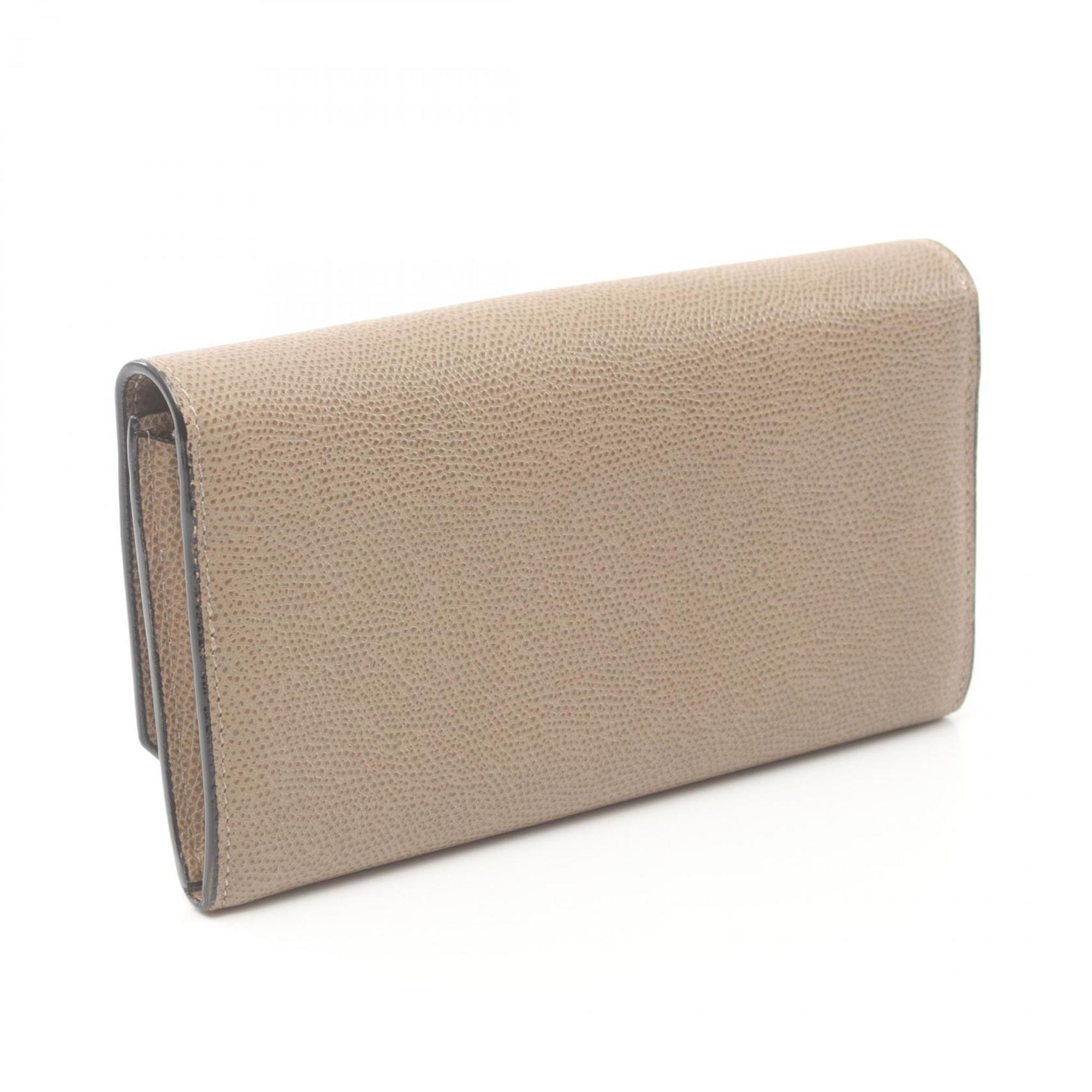 Valextra City Purse Bi-fold Long Wallet Leather Women's Beige