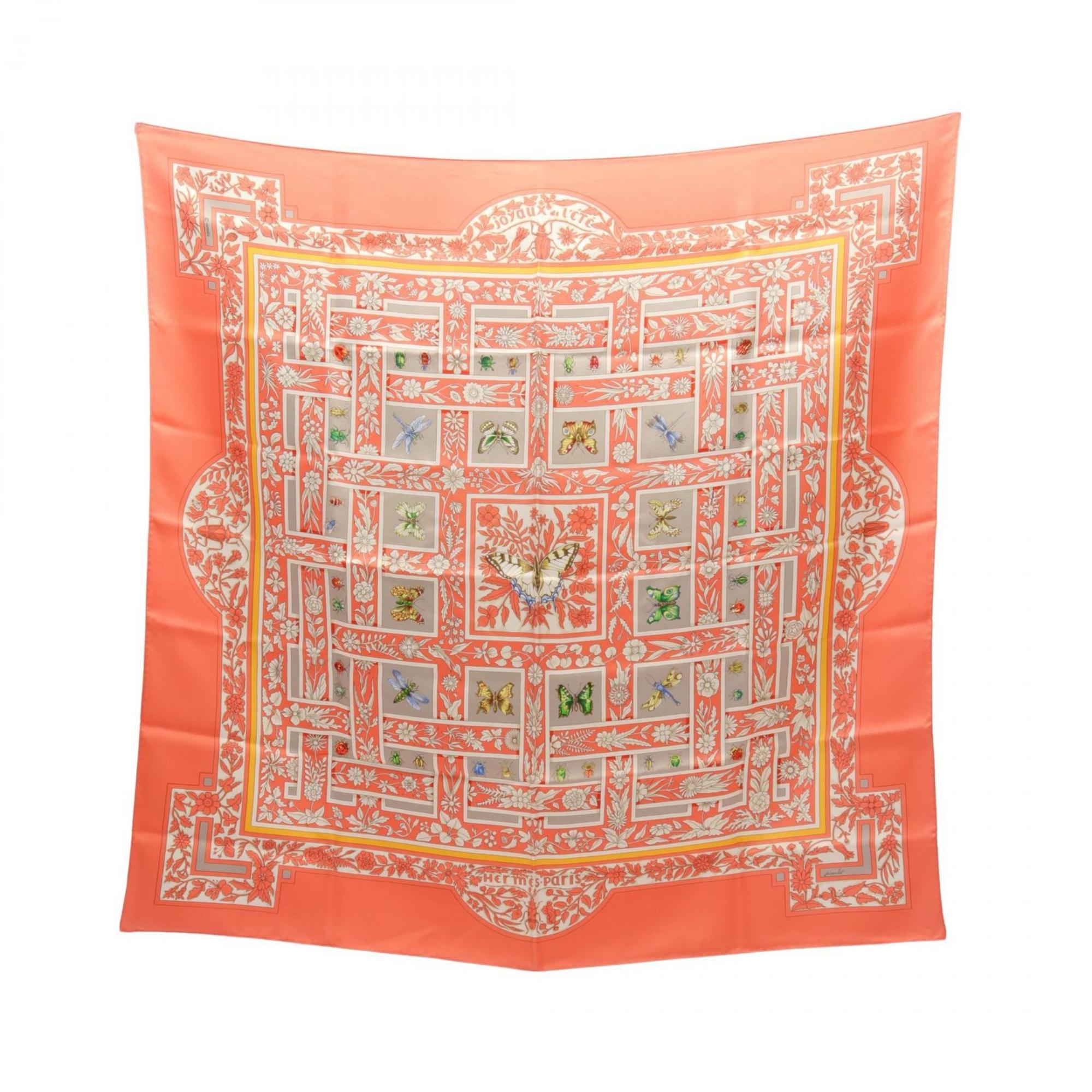 Hermes HERMES Carré 90 Joyaux de LETE Scarf Silk Women's Pink Multicolor