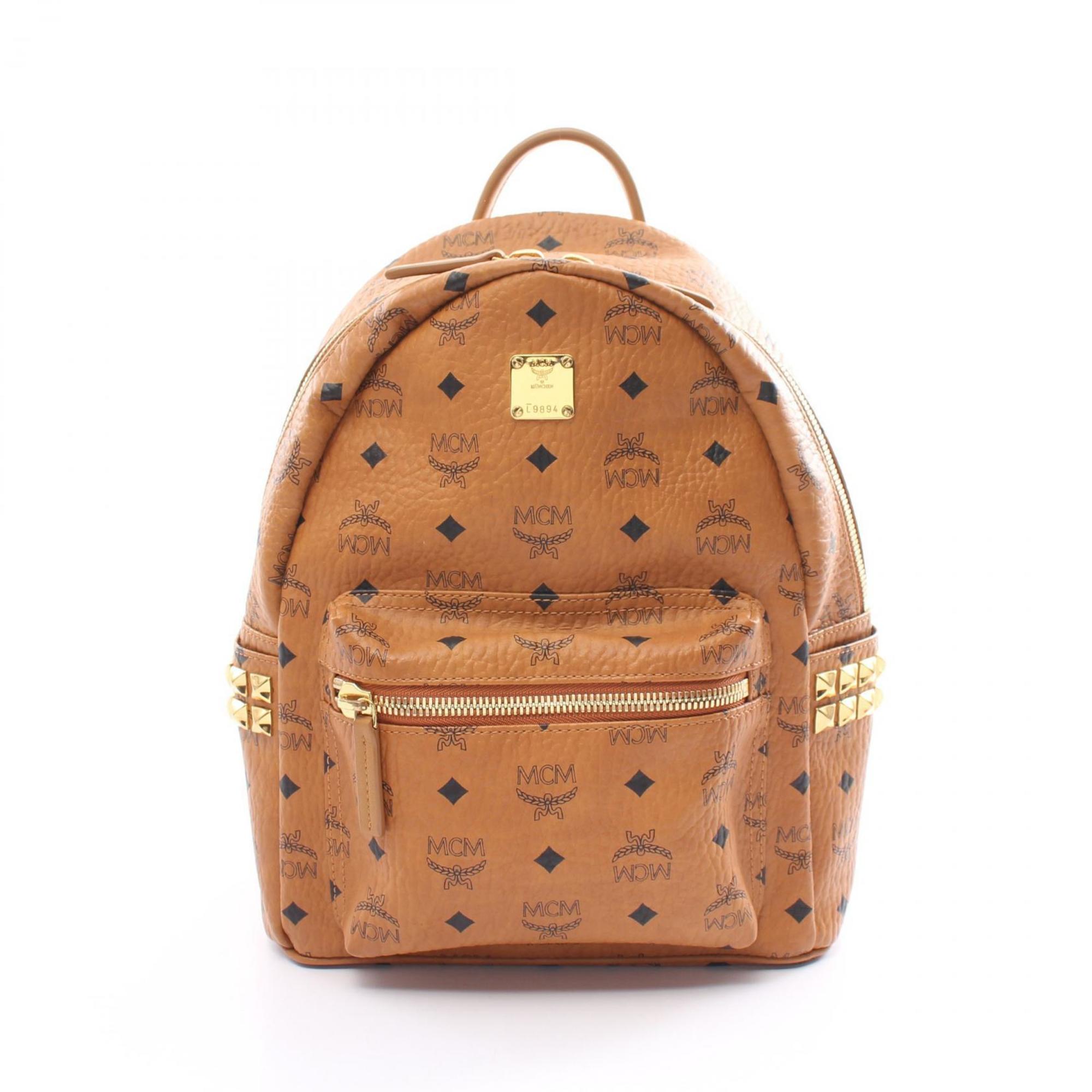 MCM Visetos Rucksack Backpack Bag Coated Canvas Leather Men's Women's Brown